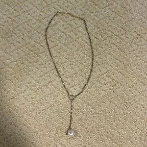 Gold necklace with bedazzled pearl! Never worn :)